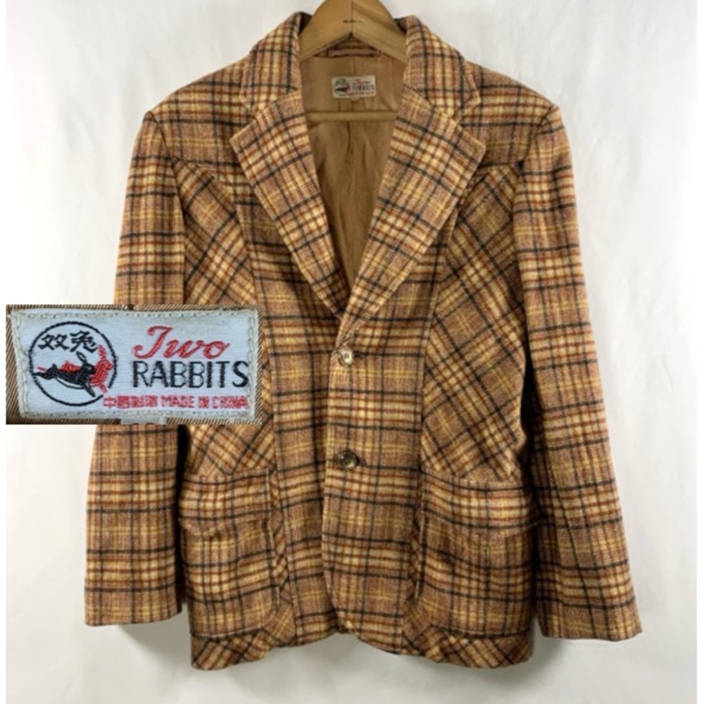 VTG Womens Academia Plaid Blazer Size XS Equestrian Western Earthy Wide Lapel